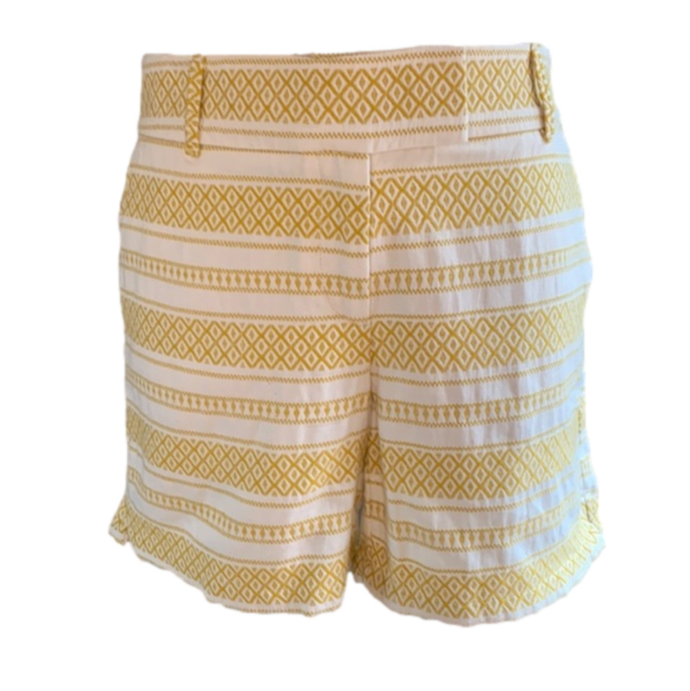 Loft size 8 The Riviera Short. Cream and golden yellow patterned